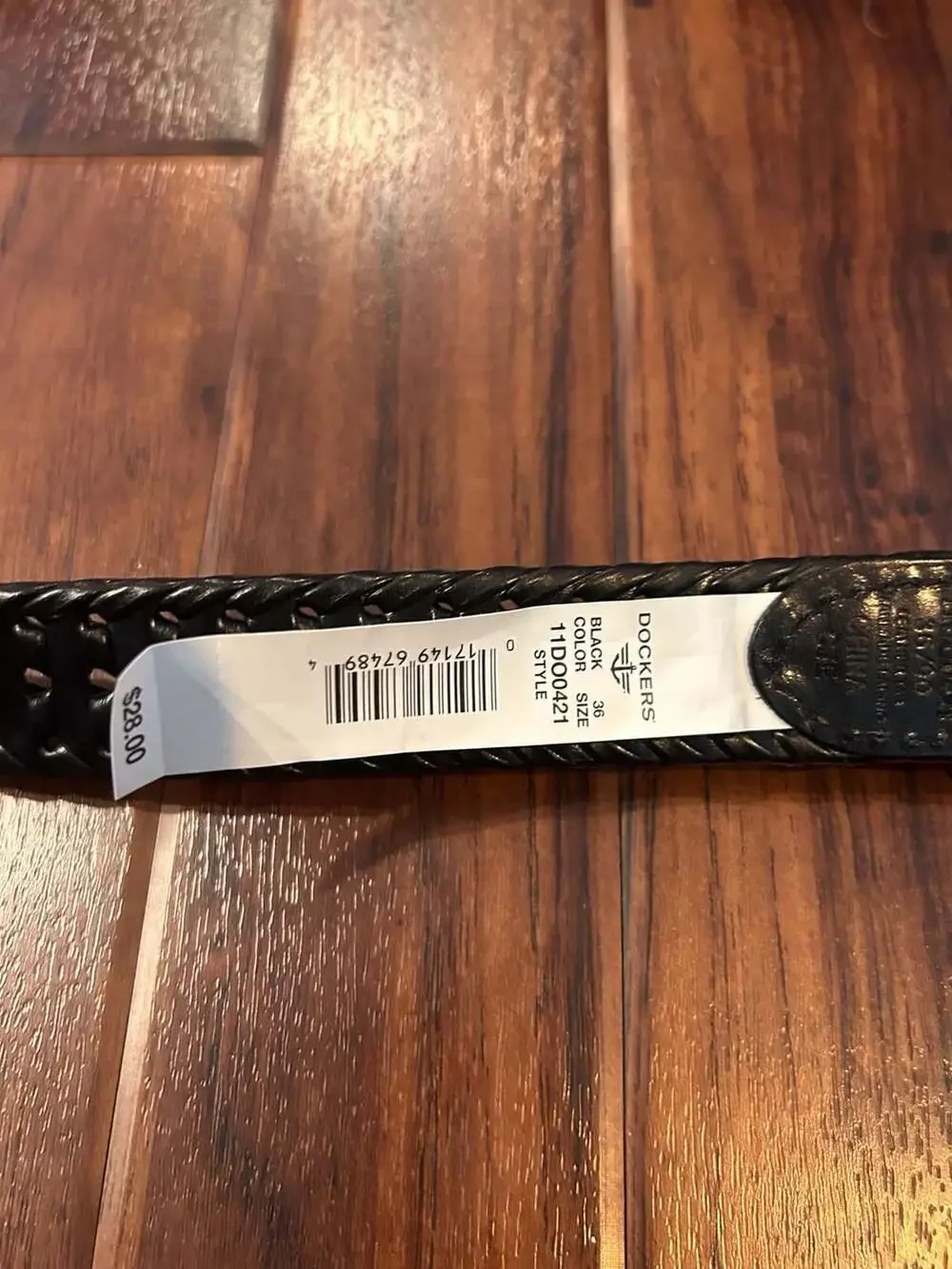 Dockers NWT Men's Black Braided Faux Leather Belt with Silver Buckle, Size 36
